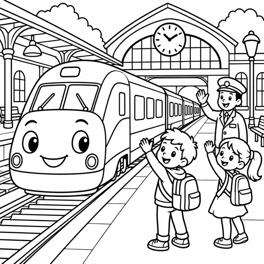 Ausmalbild Bahnhof