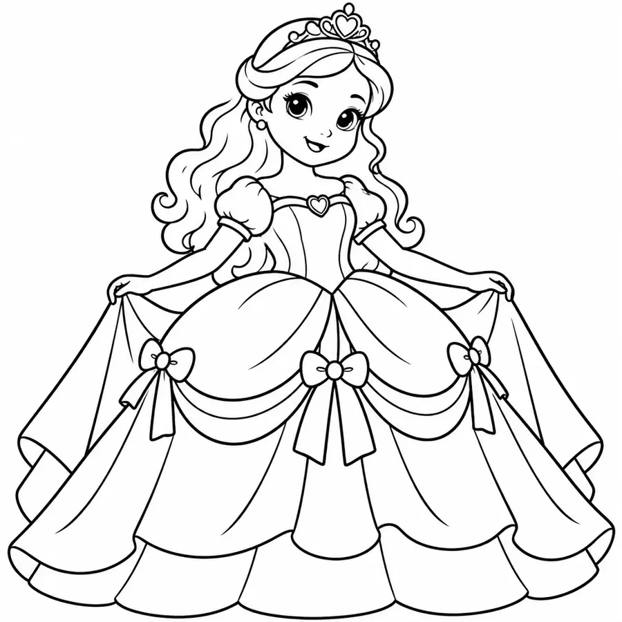 Ausmalbild Ballkleid