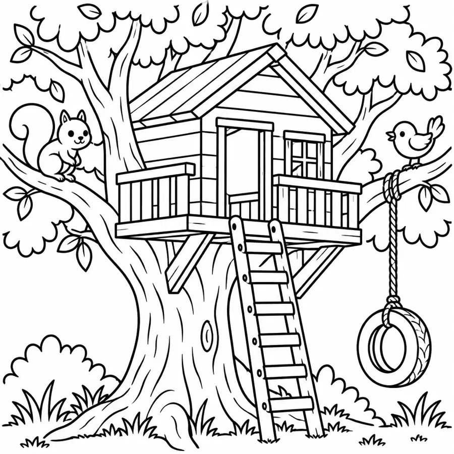 Ausmalbild Baumhaus