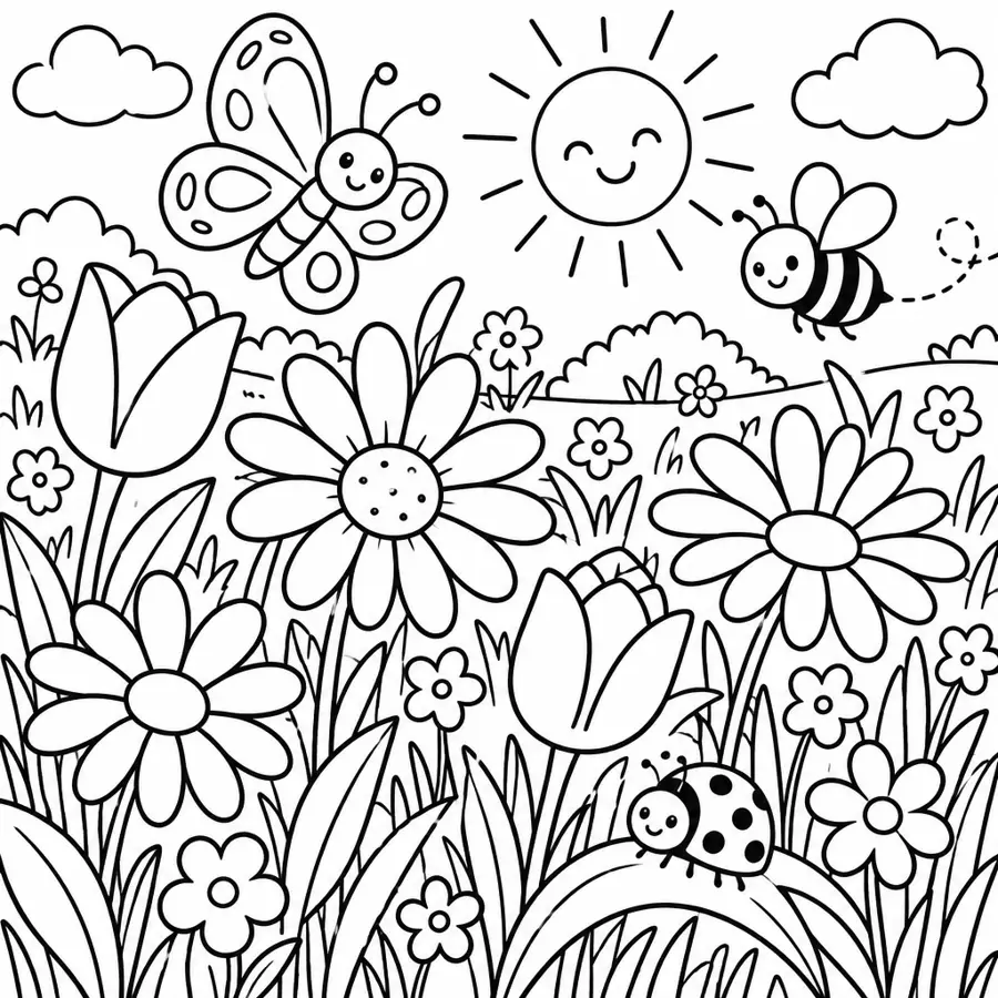 Ausmalbild Blumenwiese