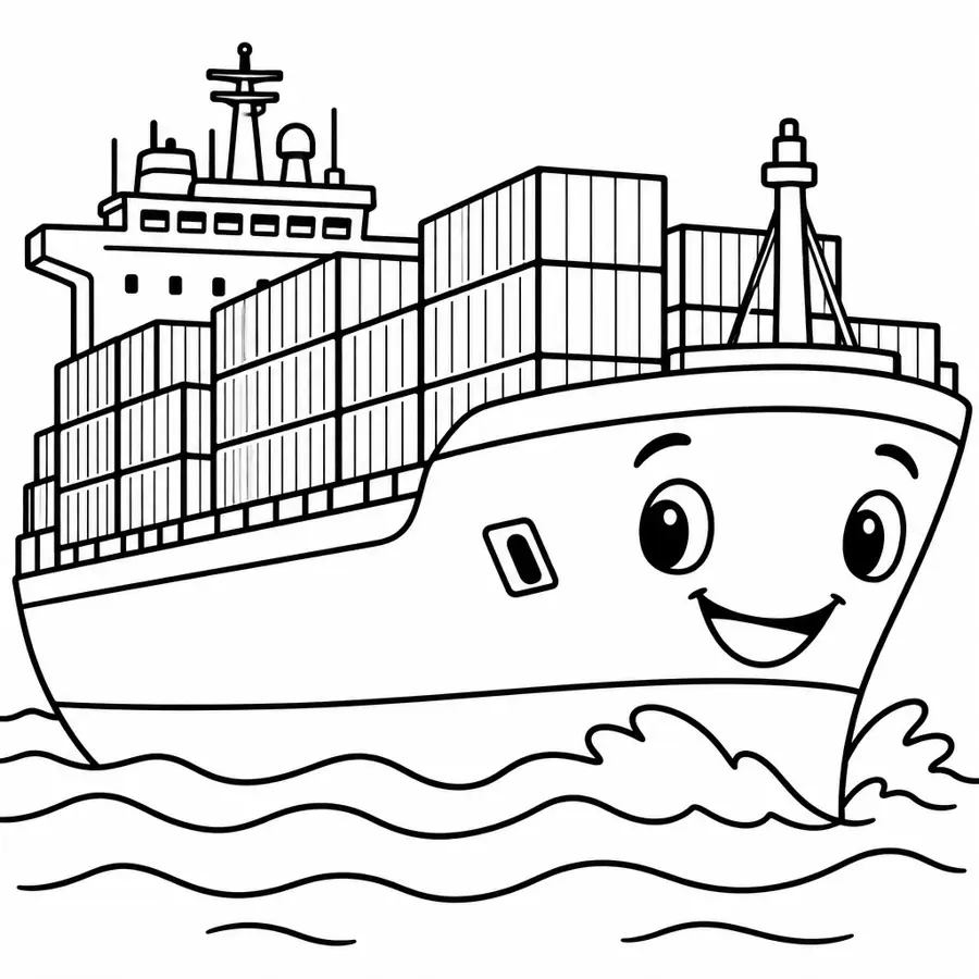 Ausmalbild Containerschiff
