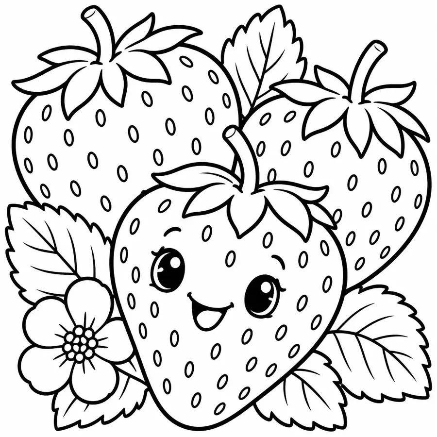 Ausmalbild Erdbeeren