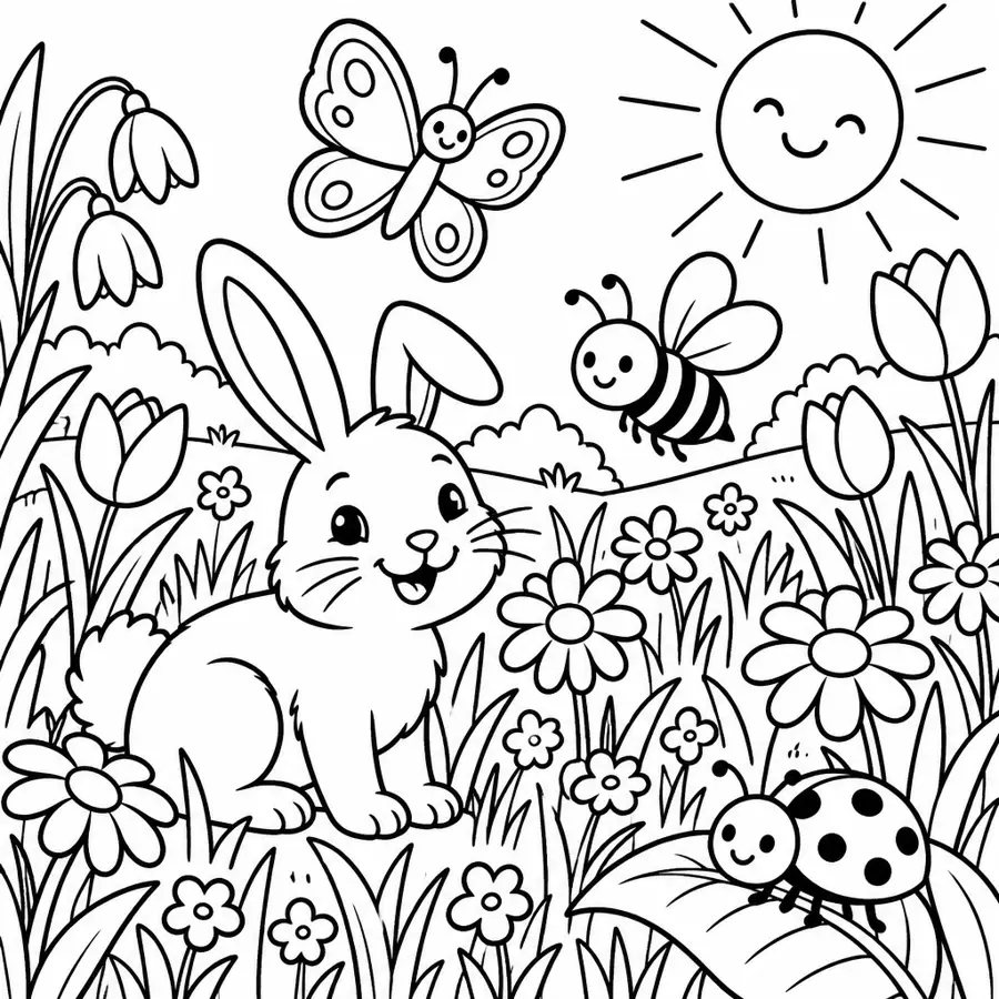 Ausmalbild Frühlingswiese