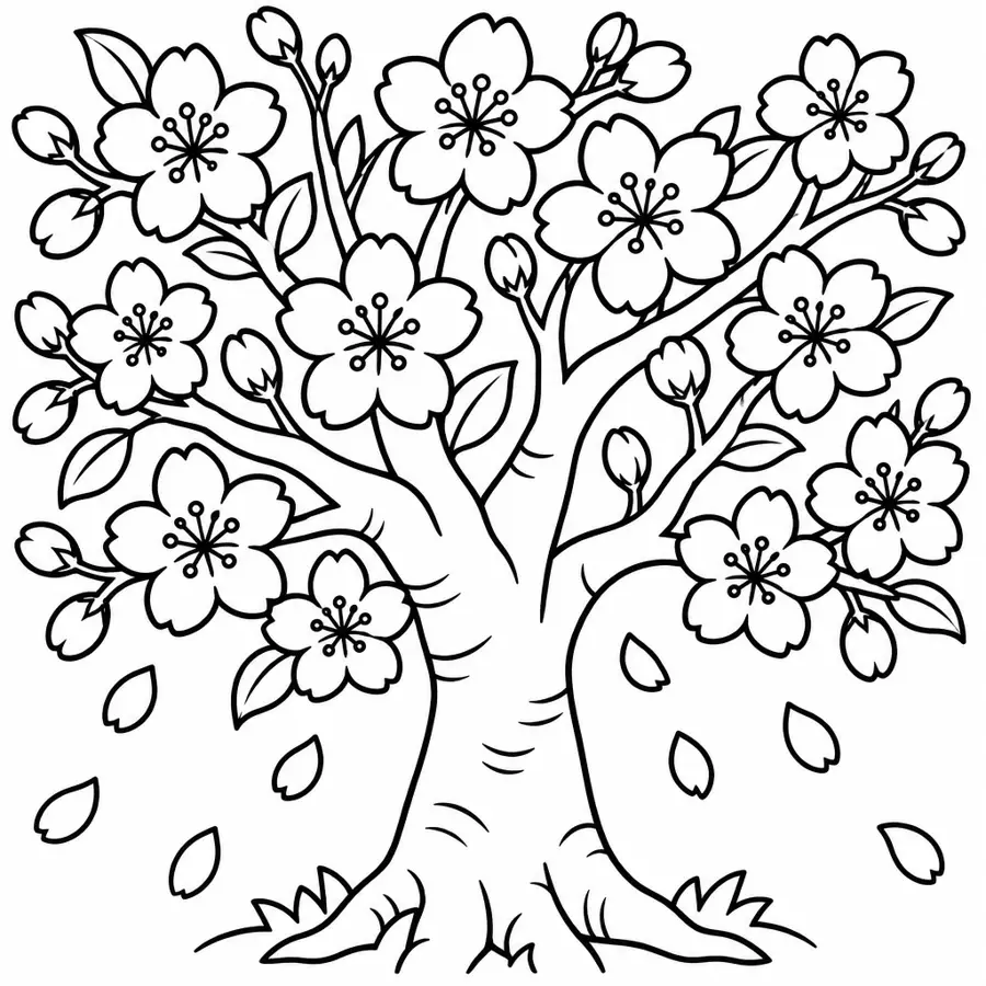 Ausmalbild Kirschblüte
