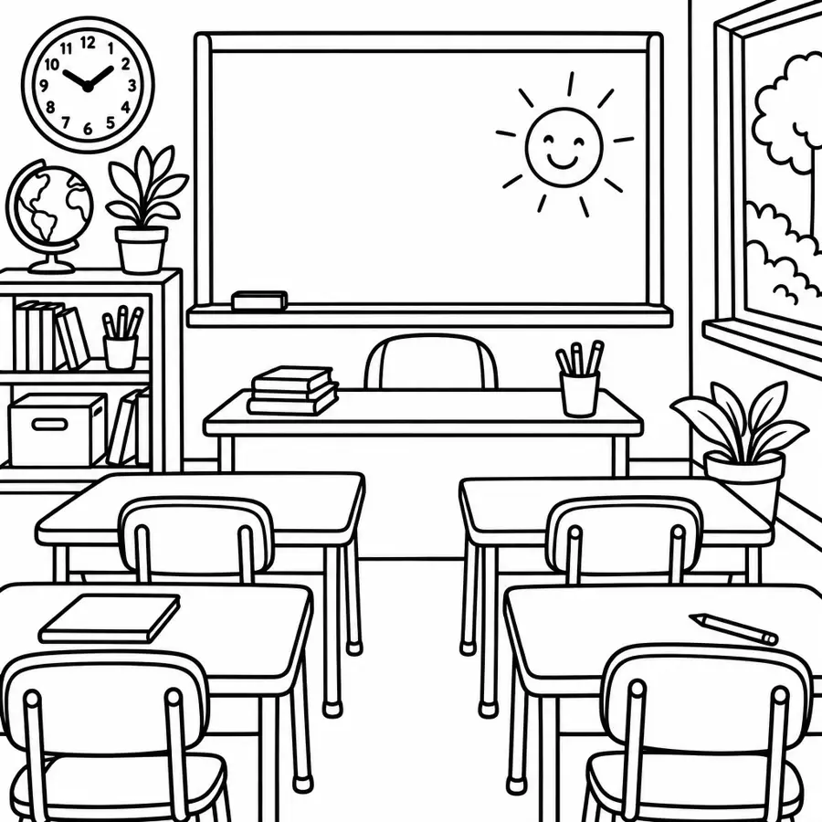 Ausmalbild Klassenzimmer