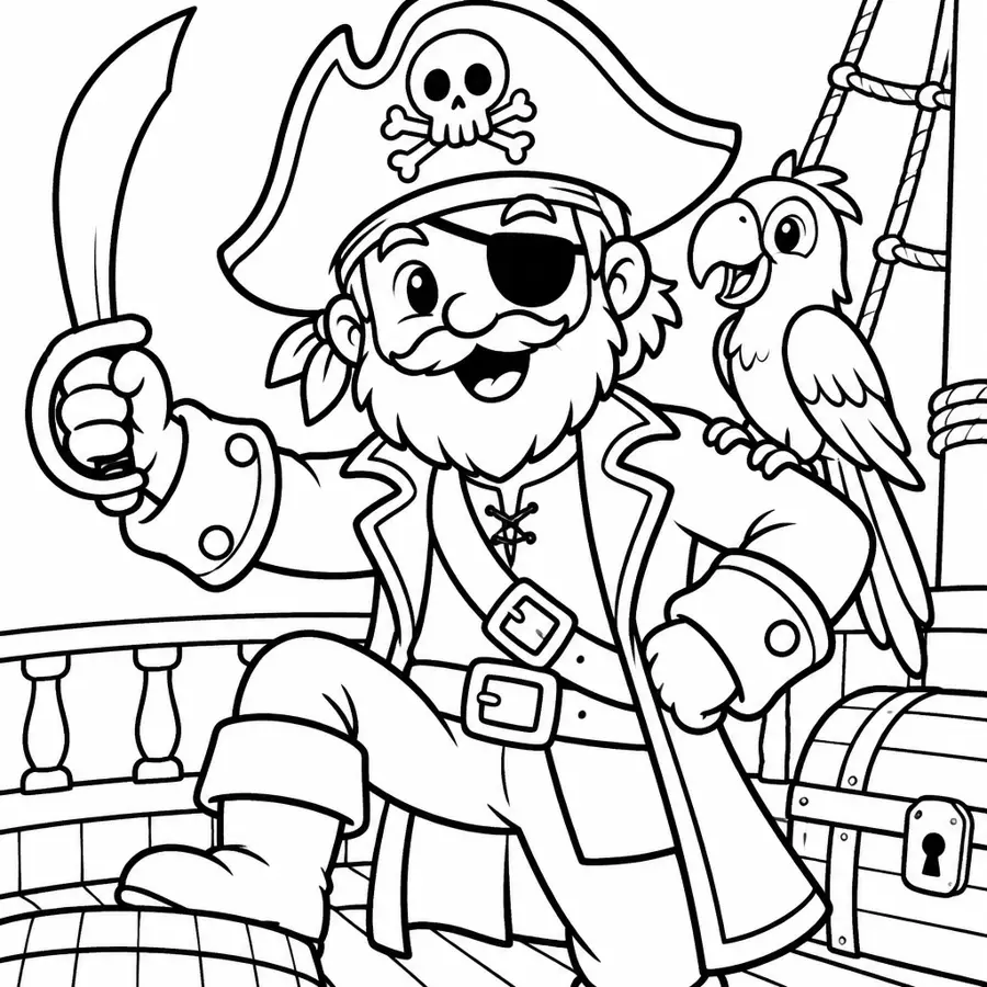 Ausmalbild Piratenkapitän