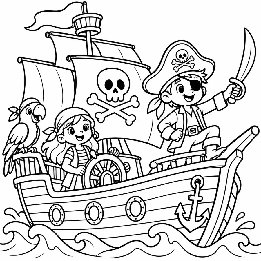 Ausmalbild Piratenschiff
