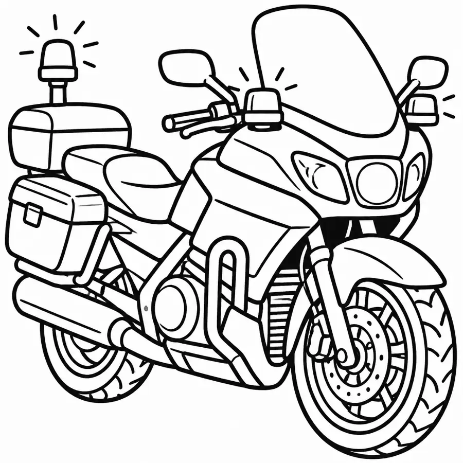 Ausmalbild Polizeimotorrad