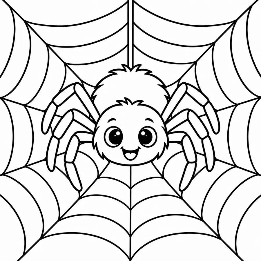 Ausmalbild Spinnennetz