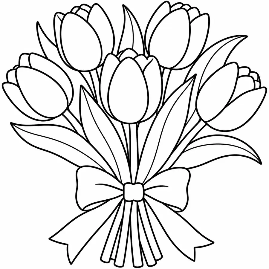 Ausmalbild Tulpenstrauß