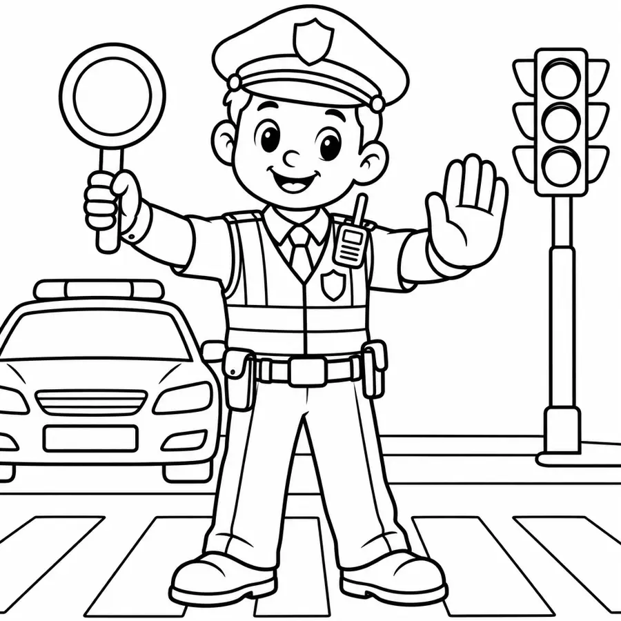 Ausmalbild Verkehrspolizist