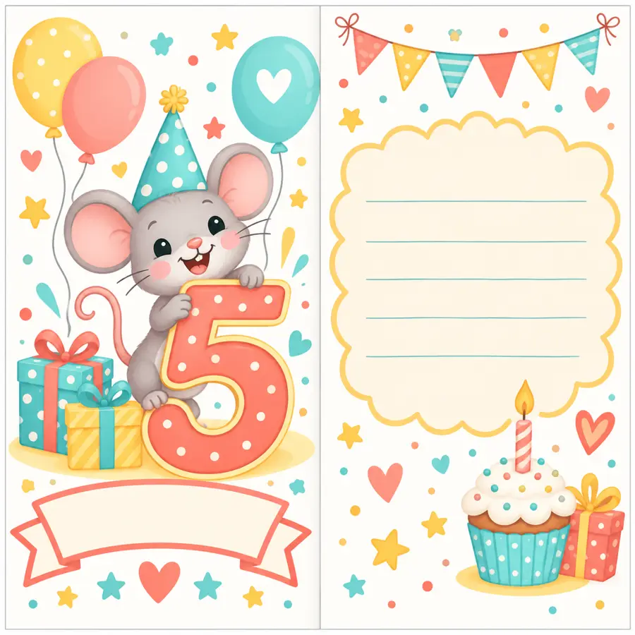 Geburtstagskarte: Zum 5. Geburtstag