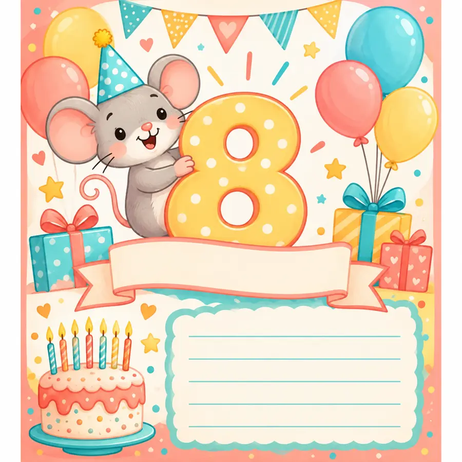Geburtstagskarte: Zum 8. Geburtstag