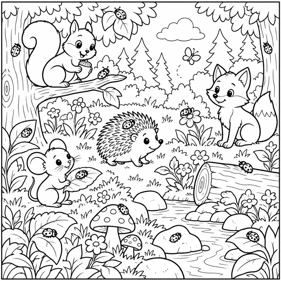 Suchbild: Alle Marienkäfer finden